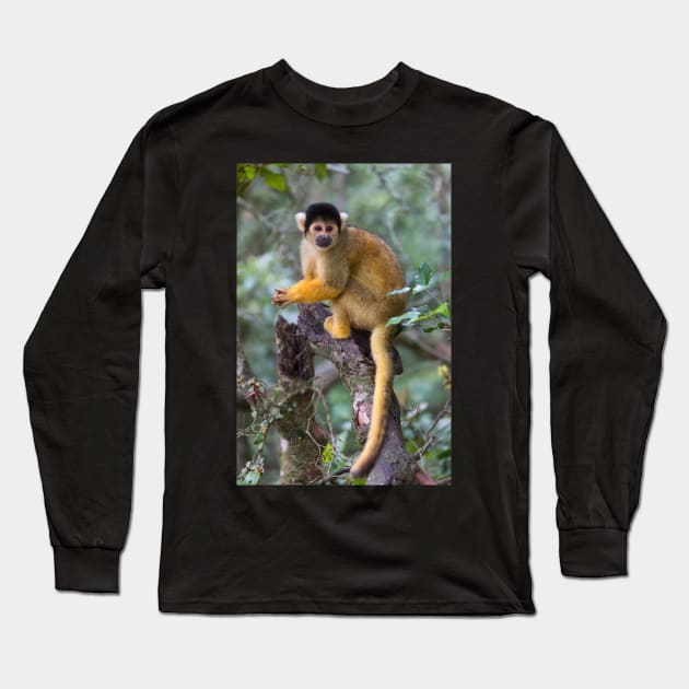 Black-Capped Squirrel Monkey Long Sleeve T-Shirt by yairkarelic